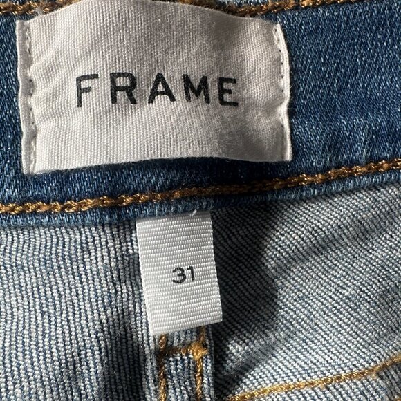 Frame Le High Skinny Piping Leather Trim High Rise Jeans - Size 31 - Picture 11 of 14